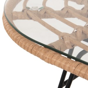 72950 ΤΡΑΠΕΖΙ ΟΒΑΛ ΧΑΜΗΛΟ ALLEGRA HM5695.11 ΜΠΕΖ WICKER-ΜΑΥΡΟ ΜΕΤΑΛΛΟ 100x45x51,5Υεκ.
