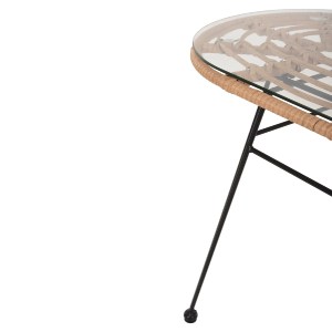 72950 ΤΡΑΠΕΖΙ ΟΒΑΛ ΧΑΜΗΛΟ ALLEGRA HM5695.11 ΜΠΕΖ WICKER-ΜΑΥΡΟ ΜΕΤΑΛΛΟ 100x45x51,5Υεκ.