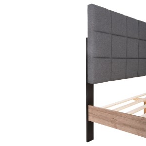 72951 ΚΡΕΒΑΤΙ ΔΙΠΛΟ AELIA HM684 ΓΚΡΙ ΥΦΑΣΜΑ & ΠΟΔΙΑ-SONAMA MDF 166x204x129Υεκ.