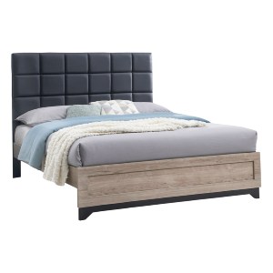72951 ΚΡΕΒΑΤΙ ΔΙΠΛΟ AELIA HM684 ΓΚΡΙ ΥΦΑΣΜΑ & ΠΟΔΙΑ-SONAMA MDF 155x215x138Υεκ.