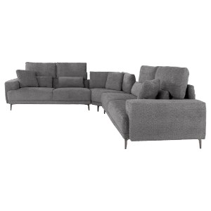 72965 ΚΑΝΑΠΕΣ ΓΩΝΙΑ SYMMET HM3269.03 ΓΚΡΙ ΥΦΑΣΜΑ-ΑΝΘΡΑΚΙ ΠΟΔΙΑ 314x236x90-102Yεκ.