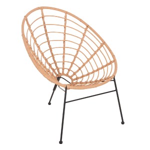 72978 ΠΟΛΥΘΡΟΝΑ ΤΥΠΟΥ ΦΩΛΙΑ ΜΕΤΑΛΛΙΚΗ ALLEGRA HM5458.11 ΜΕ WICKER ΜΠΕΖ 73x78x88Υεκ.