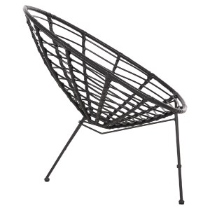 72983 ΠΟΛΥΘΡΟΝΑ ΤΥΠΟΥ ΦΩΛΙΑ ΜΕΤΑΛΛΙΚΗ ALLEGRA HM5458.12 ΜΕ WICKER-ΜΑΥΡΟ 73x78x88Υεκ.