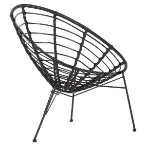 72983 ΠΟΛΥΘΡΟΝΑ ΤΥΠΟΥ ΦΩΛΙΑ ΜΕΤΑΛΛΙΚΗ ALLEGRA HM5458.12 ΜΕ WICKER-ΜΑΥΡΟ 73x78x88Υεκ.
