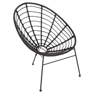 72983 ΠΟΛΥΘΡΟΝΑ ΤΥΠΟΥ ΦΩΛΙΑ ΜΕΤΑΛΛΙΚΗ ALLEGRA HM5458.12 ΜΕ WICKER-ΜΑΥΡΟ 73x78x88Υεκ.