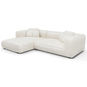 72997 ΚΑΝΑΠΕΣ ΓΩΝΙΑ (ΑΡΙΣΤΕΡΗ) 3-ΘΕΣΙΟΣ GRACE HM3280.02L ΛΕΥΚΟ ΥΦΑΣΜΑ 252x160x70-90Υεκ