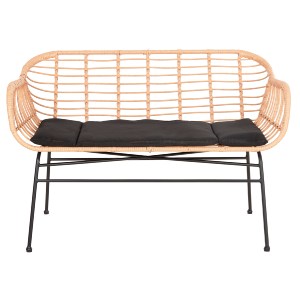 73031 ΚΑΝΑΠΕΣ ALLEGRA HM6077 ΜΑΥΡΟ ΜΕΤΑΛΛΟ-ΜΠΕΖ ΣΥΝΘ.RATTAN 120x62x80Υεκ.