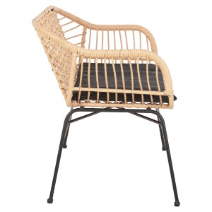 73031 ΚΑΝΑΠΕΣ ALLEGRA HM6077 ΜΑΥΡΟ ΜΕΤΑΛΛΟ-ΜΠΕΖ ΣΥΝΘ.RATTAN 120x62x80Υεκ.