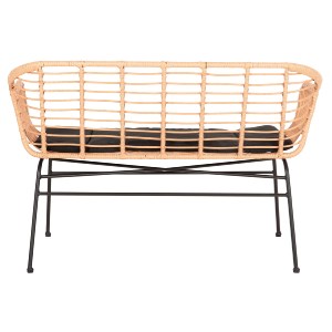 73031 ΚΑΝΑΠΕΣ ALLEGRA HM6077 ΜΑΥΡΟ ΜΕΤΑΛΛΟ-ΜΠΕΖ ΣΥΝΘ.RATTAN 120x62x80Υεκ.
