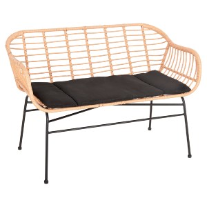 73031 ΚΑΝΑΠΕΣ ALLEGRA HM6077 ΜΑΥΡΟ ΜΕΤΑΛΛΟ-ΜΠΕΖ ΣΥΝΘ.RATTAN 120x62x80Υεκ.