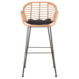 73038 ΣΚΑΜΠΟ ΜΠΑΡ ΨΗΛΟ ALLEGRA HM5640.11 ΜΠΕΖ P.E. RATTAN-ΜΑΥΡΟ ΜΕΤΑΛΛΟ 54x55x108Υεκ.