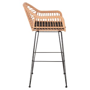 73038 ΣΚΑΜΠΟ ΜΠΑΡ ΨΗΛΟ ALLEGRA HM5640.11 ΜΠΕΖ P.E. RATTAN-ΜΑΥΡΟ ΜΕΤΑΛΛΟ 54x55x108Υεκ.