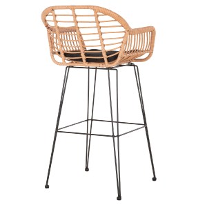73038 ΣΚΑΜΠΟ ΜΠΑΡ ΨΗΛΟ ALLEGRA HM5640.11 ΜΠΕΖ P.E. RATTAN-ΜΑΥΡΟ ΜΕΤΑΛΛΟ 54x55x108Υεκ.
