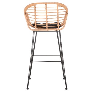 73038 ΣΚΑΜΠΟ ΜΠΑΡ ΨΗΛΟ ALLEGRA HM5640.11 ΜΠΕΖ P.E. RATTAN-ΜΑΥΡΟ ΜΕΤΑΛΛΟ 54x55x108Υεκ.