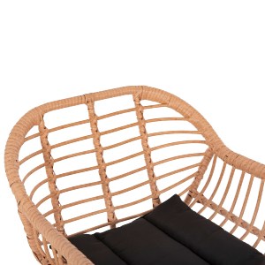 73038 ΣΚΑΜΠΟ ΜΠΑΡ ΨΗΛΟ ALLEGRA HM5640.11 ΜΠΕΖ P.E. RATTAN-ΜΑΥΡΟ ΜΕΤΑΛΛΟ 54x55x108Υεκ.