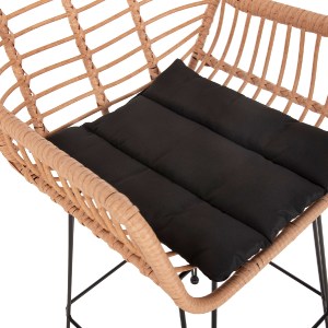73038 ΣΚΑΜΠΟ ΜΠΑΡ ΨΗΛΟ ALLEGRA HM5640.11 ΜΠΕΖ P.E. RATTAN-ΜΑΥΡΟ ΜΕΤΑΛΛΟ 54x55x108Υεκ.