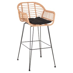 73038 ΣΚΑΜΠΟ ΜΠΑΡ ΨΗΛΟ ALLEGRA HM5640.11 ΜΠΕΖ P.E. RATTAN-ΜΑΥΡΟ ΜΕΤΑΛΛΟ 54x55x108Υεκ.
