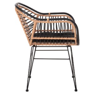 73040 ΠΟΛΥΘΡΟΝΑ ALLEGRA HM5663.11 ΜΕΤΑΛ.ΣΚΕΛΕΤΟΣ-P.E.RATTAN ΜΠΕΖ-ΜΑΥΡΟ 58x59x81Υεκ