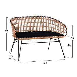 73043 ΣΕΤ ΕΞΩΤ.ΧΩΡΟΥ 4ΤΜΧ ALLEGRA HM21051 ΣΥΝΘ.RATTAN ΜΠΕΖ-ΜΑΥΡΟ ΜΕΤΑΛΛΟ