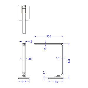 73097 ΦΩΤΙΣΤΙΚΟ ΓΡΑΦΕΙΟΥ LED BLAIN PRO HM4458.07 ΓΚΡΙ ΒΑΣΗ ABS & ΑΛΟΥΜΙΝΙΟ 35,6x43,1Υεκ