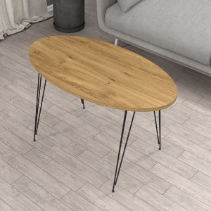 73130 ΤΡΑΠΕΖΙ ΣΑΛΟΝΙΟΥ GRANIT HM18177.04 ΜΕΛΑΜΙΝΗ ΣΕ ΦΥΣΙΚΟ ΞΥΛΟΥ-ΜΕΤΑΛ.ΠΟΔΙΑ 90x50x42Υεκ