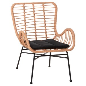 73142 ΠΟΛΥΘΡΟΝΑ ΣΤΥΛ ΜΠΕΡΖΕΡΑΣ ALLEGRA HM5704.11 P.E.RATTAN BEIGE-BLACK METAL 66x59x90Υεκ.