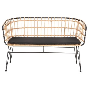 73155 ΠΑΓΚΑΚΙ ΔΙΘΕΣΙΟ ALLEGRA HM5692.11 P.E.RATTAN ΜΠΕΖ-ΜΑΥΡΟΣ ΜΕΤΑΛ.ΣΚΕΛΕΤΟΣ 125x60x77Υεκ