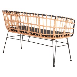73155 ΠΑΓΚΑΚΙ ΔΙΘΕΣΙΟ ALLEGRA HM5692.11 P.E.RATTAN ΜΠΕΖ-ΜΑΥΡΟΣ ΜΕΤΑΛ.ΣΚΕΛΕΤΟΣ 125x60x77Υεκ