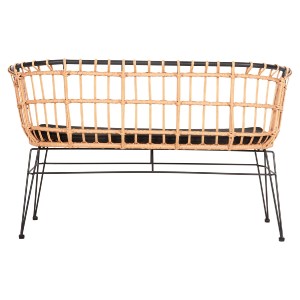 73155 ΠΑΓΚΑΚΙ ΔΙΘΕΣΙΟ ALLEGRA HM5692.11 P.E.RATTAN ΜΠΕΖ-ΜΑΥΡΟΣ ΜΕΤΑΛ.ΣΚΕΛΕΤΟΣ 125x60x77Υεκ