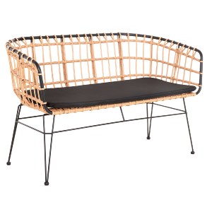 73155 ΠΑΓΚΑΚΙ ΔΙΘΕΣΙΟ ALLEGRA HM5692.11 P.E.RATTAN ΜΠΕΖ-ΜΑΥΡΟΣ ΜΕΤΑΛ.ΣΚΕΛΕΤΟΣ 125x60x77Υεκ