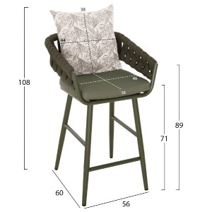 73224 ΣΚΑΜΠΟ ΑΛΟΥΜΙΝΙΟΥ CAMDEN HM6142.09 ΜΑΞΙΛΑΡΙ ΜΕ PRINT-DARK OLIVE 56x60x108Υεκ.