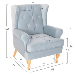 73245 ΠΟΛΥΘΡΟΝΑ ΜΠΕΡΖΕΡΑ BRANDON HM3073.31 BABY BLUE ΒΕΛΟΥΔΟ-ΠΟΔΙΑ ΣΕ ΦΥΣΙΚΟ 82,5x80x104Υεκ