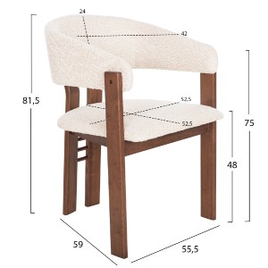 73307 ΚΑΡΕΚΛΑ ZARRA HM9970.03 RUBBERWOOD ΣΕ ΚΑΡΥΔΙ-ΕΚΡΟΥ ΜΠΟΥΚΛΕ ΥΦΑΣΜΑ 55,5x59x81,5Υεκ