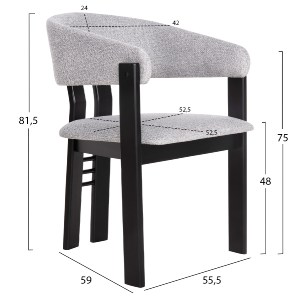 73308 ΚΑΡΕΚΛΑ ZARRA HM9970.02 RUBBERWOOD ΣΕ ΜΑΥΡΟ-ΑΝΟΙΧΤΟ ΓΚΡΙ ΥΦΑΣΜΑ 55,5x59x81,5Υεκ