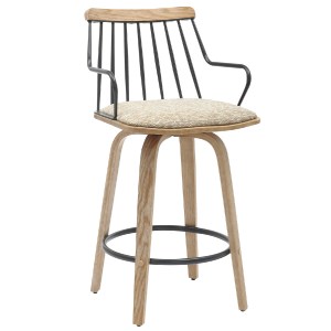 73410 ΣΚΑΜΠΟ ΜΠΑΡ JUDI HM9985.01 WHITE WASH Κ.Π.-ΜΑΥΡΟ ΜΕΤΑΛΛΟ-ΜΠΕΖ ΥΦΑΣΜΑ 48x52x92Υεκ