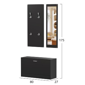 73445 ΣΕΤ ΕΙΣΟΔΟΥ ΜΕ ΚΑΘΡΕΠΤΗ VERN HM2476.02 ΜΕΛΑΜΙΝΗ ΣΕ WENGE 80x27x175Υεκ