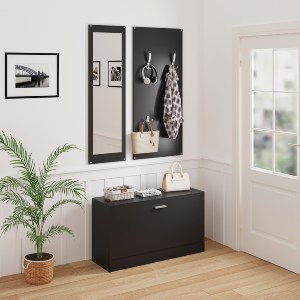 73445 ΣΕΤ ΕΙΣΟΔΟΥ ΜΕ ΚΑΘΡΕΠΤΗ VERN HM2476.02 ΜΕΛΑΜΙΝΗ ΣΕ WENGE 80x27x175Υεκ