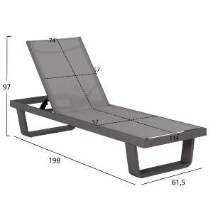 73452 ΞΑΠΛΩΣΤΡΑ ΑΛΟΥΜΙΝΙΟΥ ΜΕ ΥΦΑΣΜΑ TESLIN RICKON HM6292.01 ΣΕ ΓΚΡΙ 198x61,5x97Υεκ.