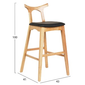 73455 ΣΚΑΜΠΟ ΜΠΑΡ USOPP HM9951.01 RUBBERWOOD ΣΕ ΟΑΚ-ΜΑΥΡΟ PU 43x41x100Υεκ.