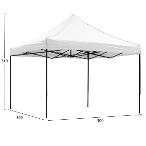 73516 ΚΙΟΣΚΙ/GAZEBO MATTHEW HM6310 ΠΤΥΣΣΟΜΕΝΟ-ΣΚΕΛΕΤΟΣ ΜΕΤΑΛ.ΜΑΥΡΟΣ-ΛΕΥΚΟ ΥΦΑΣΜΑ 3x3x3,10Yμ