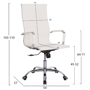 73542 ΚΑΡΕΚΛΑ ΓΡΑΦΕΙΟΥ BOSS ΔΙΕΥΘΥΝΤΟΥ HM1059.32 ΛΕΥΚΟ PU ΠΟΔΙ ΧΡΩΜΙΟΥ 54x57x110Υεκ.