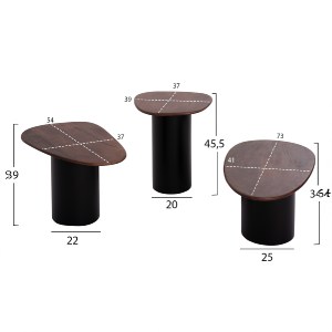 73545 ΤΡΑΠΕΖΙA ΣΑΛΟΝΙΟΥ 3ΤΜΧ PEBBLES HM18004 MANGO TOP-ΜΕΤΑΛΛΙΚΕΣ ΜΑΥΡΕΣ ΒΑΣΕΙΣ