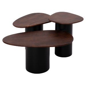 73545 ΤΡΑΠΕΖΙA ΣΑΛΟΝΙΟΥ 3ΤΜΧ PEBBLES HM18004 MANGO TOP-ΜΕΤΑΛΛΙΚΕΣ ΜΑΥΡΕΣ ΒΑΣΕΙΣ