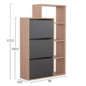 73549 ΠΑΠΟΥΤΣΟΘΗΚΗ ROBBEN HM18189.06 ΜΕΛΑΜΙΝΗ ΣΕ ΑΝΘΡΑΚΙ-ΟΑΚ 90x29.5x142.5Υεκ.