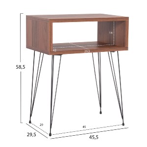 73554 ΚΟΜΟΔΙΝΟ TODD HM18184.05 ΜΕΛΑΜΙΝΗ ΣΕ ΚΑΡΥΔΙ-ΜΕΤΑΛ.ΜΑΥΡΑ ΠΟΔΙΑ 45.5x29.5x58.5Υεκ.