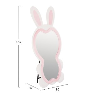 73626 ΠΑΙΔΙΚΟΣ ΚΑΘΡΕΦΤΗΣ ΔΑΠΕΔΟΥ BUNNY HM4489.01 MDF ΡΟΖ & ΛΕΥΚΟ-ΜΑΥΡΟ STAND 80x162Υεκ.