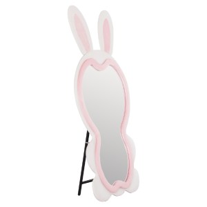 73626 ΠΑΙΔΙΚΟΣ ΚΑΘΡΕΦΤΗΣ ΔΑΠΕΔΟΥ BUNNY HM4489.01 MDF ΡΟΖ & ΛΕΥΚΟ-ΜΑΥΡΟ STAND 80x162Υεκ.