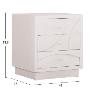 73670 ΚΟΜΟΔΙΝΟ ΣΕΙΡΑ SANTORINI HM18047 MDF ΣΕ ΥΠΟΛΕΥΚΟ ΧΡΩΜΑ-3 ΣΥΡΤΑΡIA 48x38x55,5Υεκ.