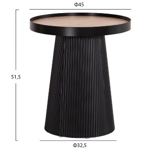 73689 ΤΡΑΠΕΖΑΚΙ ΒΟΗΘΗΤΙΚΟ DENTON HM18023.01 MDF TOP ΦΥΣΙΚΟ ΞΥΛΟΥ-ΒΑΣΗ ΜΑΥΡΗ Φ45x51,5Υεκ.