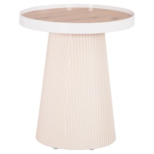 73691 ΤΡΑΠΕΖΑΚΙ ΒΟΗΘΗΤΙΚΟ DENTON HM18023.02 MDF TOP ΦΥΣΙΚΟ ΞΥΛΟΥ-ΒΑΣΗ ΛΕΥΚΗ Φ45x51,5Υεκ.